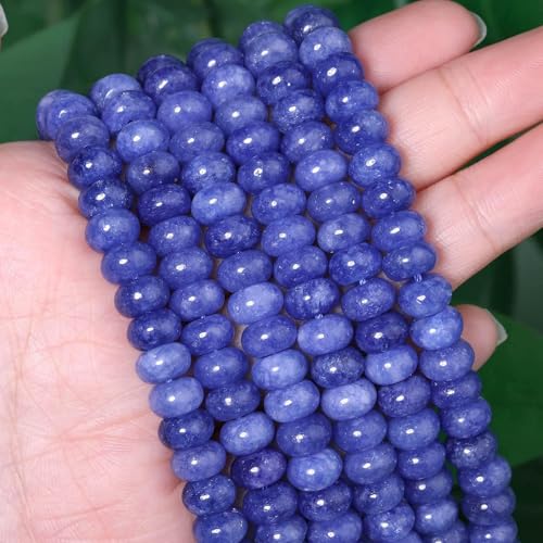 Songxi 5x8mm Natural Dark Blue Stone Rondelle Beads, 75PCS Spacer Round Loose Abacus Beads for Jewelry Making, Gemstone for Bracelet Necklace Earrings, Arts and Crafts - color: Dark Blue