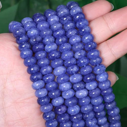 Songxi 5x8mm Natural Dark Blue Stone Rondelle Beads, 75PCS Spacer Round Loose Abacus Beads for Jewelry Making, Gemstone for Bracelet Necklace Earrings, Arts and Crafts - color: Dark Blue
