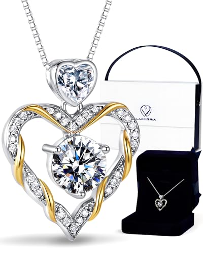 Moissanite Necklace for Women, 1.5 Carat Heart Moissanite Pendant Necklace, 925 Sterling Silver Necklace for Women, Romantic Jewelry Gift Set for Wife Mom Girlfriend, Anniversary Birthday Gifts for Women - color: Sterling Silver
