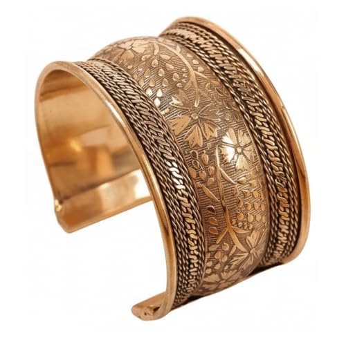Touchstone Indian Bollywood Desire Brass Base Exotic Workmanship Free Size Cuff Bracelet in Antique Gold Or White Or Copper Tone for Women. - style: 1 D059 Antique Gold 4