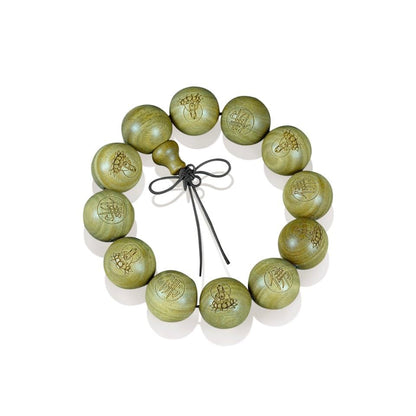 Tibetan Buddhist Green Sandalwood Beads 18mm Scented Sandalwood Link Wrist Crafts Beads Bracelet for Men Women - size: 20MM