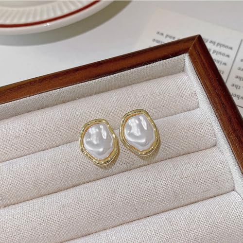 Boho Pearl Statement Earrings for Women Irregular Pearl Earrings | Big Round Freshwater Pearls Bridal Gold Earring Beach Ocean Vacation Jewelry - style: C Style