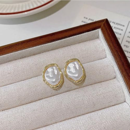 Boho Pearl Statement Earrings for Women Irregular Pearl Earrings | Big Round Freshwater Pearls Bridal Gold Earring Beach Ocean Vacation Jewelry - style: C Style