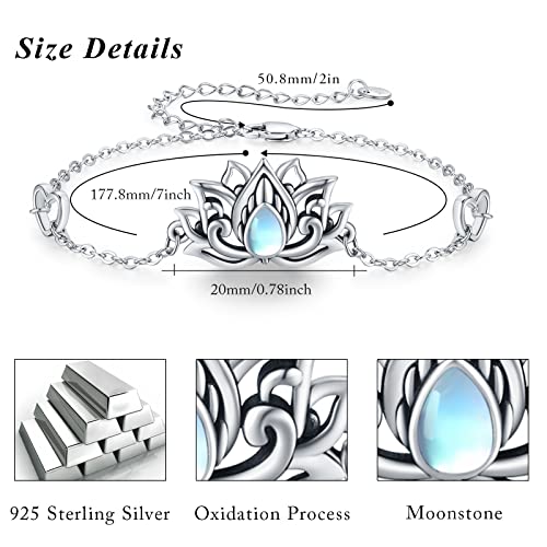 925 Sterling Silver Bohemia Hawaiian Beach Mermaid Floral Bracelet Birthday Graduation Gifts for Women with Gifts Box - style: 23B-Lotus(Moonstone)