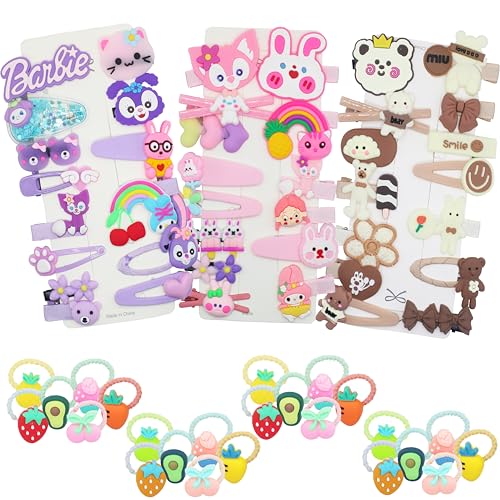 62 Pcs Cute Girls Hair Clips - Toddler Girls Hair Accessories - Rainbow Candy Fruits Hairpins - Unicorn Cute Barrettes - Set for Kids & Baby (Style 1, Style 2)