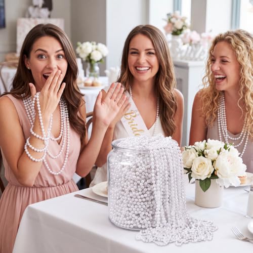 Sureio 36 Pack Long Pearl Necklace Fake Pearl Necklace Bulk Costume Jewelry for Women 1920s White Faux Beaded Strand Layered Accessories for Christmas Wedding Bridal Shower Tea Birthday Decor