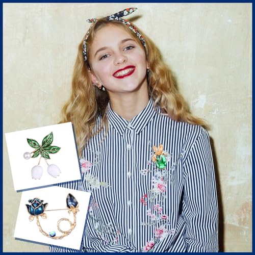 12 Pcs Women Brooches Bulk Vintage Rhinestone Pin Set - style: Flower
