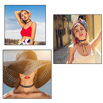 Outee 9 Pcs Choker Set Black Chokers Necklaces for Women Black Velvet Choker Necklaces Ribbon Chokers for Women
