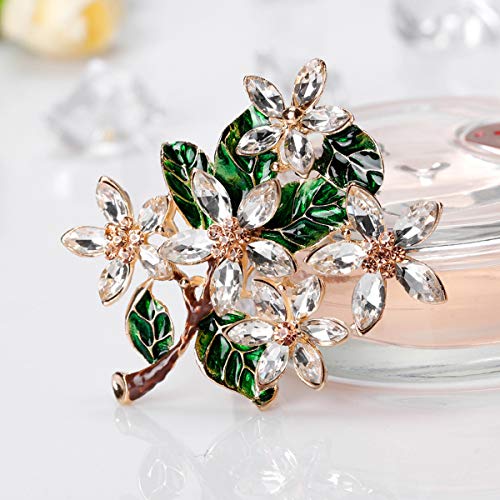 Merdia Bouquet Brooch Pin Green Leaves Flower Brooches Plant Brooch for Women, Girls