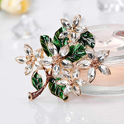 Merdia Bouquet Brooch Pin Green Leaves Flower Brooches Plant Brooch for Women, Girls