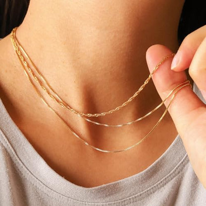 CHESKY 14K Gold Plated Layered Chain Necklace for Women | Trendy Cuban Link Chain, Chunky Paperclip Chain, Toggle Clasp Necklace, Fashion Gold Jewelry, Daily Gift for Women - style: Box Chain-GD