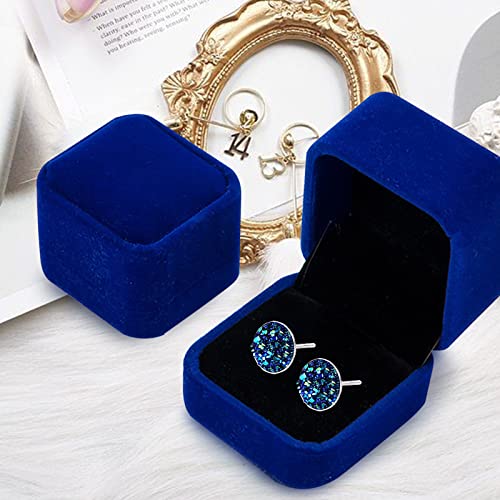 Silver-tone Faux Druzy Stud Earrings，925 Sterling Silver Hypoallergenic Natural Gemstone Earrings for Women Trendy Fashion - color: Blue