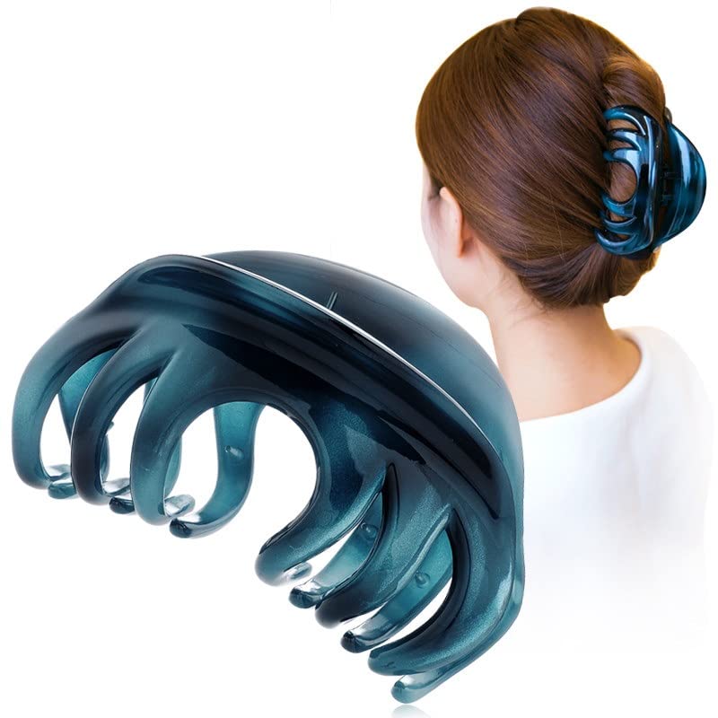 4" Large Hair Claw Clip-Acrylic Strong Holding Power Hair Clips Hairgrip for Women and Girls Hair Barrettes for For Thick Hair (C-Lake Green) - color: C-Lake Green