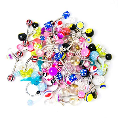 BodyJ4You 120PC Body Piercing Jewelry Kit - CBR BCR Rings Barbells Studs Screws Curved Bars - Belly Button Cartilage Tragus Nose Septum Tongue - 14G 16G 18G 20G Stainless Steel Random Bulk Set - color: 120PC Random Jewelry