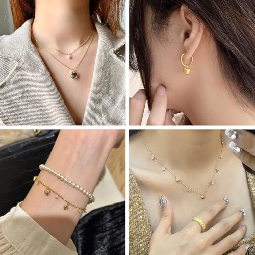 Elecrelive Crystal Heart Charms Rhinestone Heart Pendants Valentine Charms for Necklace Bracelet Earring Wedding Jewelry - color: Golden & Silver