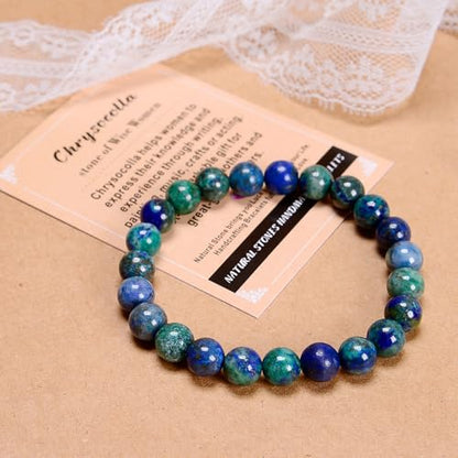 AD Beads Handmade Gemstone Stretch Elastic Bracelet Crystal Healing Reiki Nature's Beauty and Spiritual Essence Unisex (6mm, Chrysocolla (Wise Women)) - color: Chrysocolla (Wise Women), size: 6mm