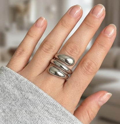 Lanyjewelry Women's Modern High-Polish Triple Wrap Spiral TK316 Stainless Steel Statement Ring
