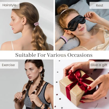 22 Momme 6PCS 100% Mulberry Silk Hair Ties Small Silk Scrunchies for Women Girls Curly Thick Thin Hair .Women's Black Cute Satin Sleepy Bulk Hair Tie Scrunchie Sleep Style 14 - color: Small Silk Hair ties-14