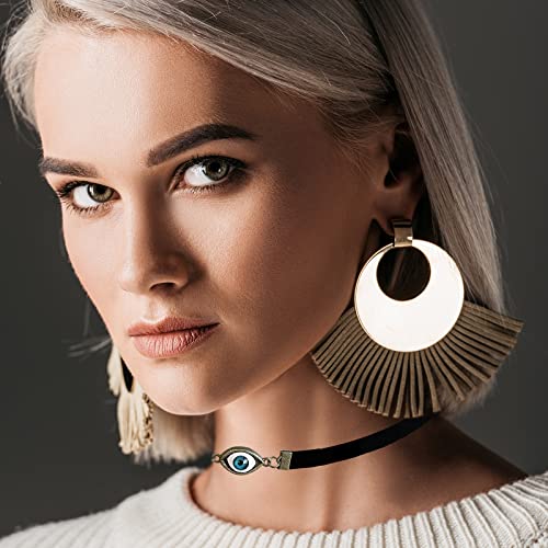 Gothic Black Velvet Goth Choker Necklace for Women,Cameo Black Choker Crow Skull Pendant Necklace Vintage Collar Skull Necklace Gothic Jewelry - style: Evil Eye