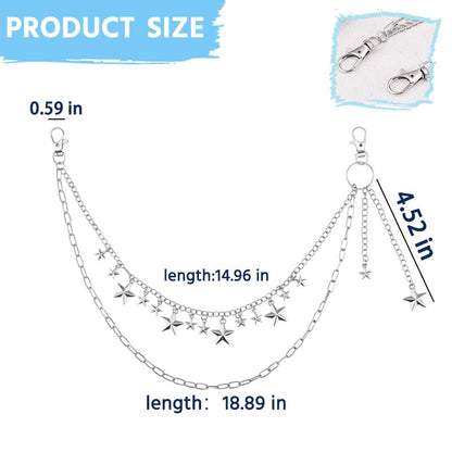 Goth Pants Chain Charms for Women Men Punk Layered Jean Chains Gothic Y2k Pocket Chain for Women Hip Hop Waist Chains - color: Star 2