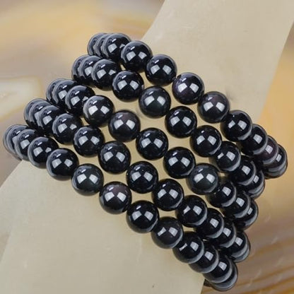 MASSIVE BEADS Handmade Yoga Stretch Elastic Bracelet Natural Stone Crystal Healing Power Energy Gifts for Unisex Adult 4mm 6mm 8mm 10mm - color: Black Obsidian(Pleasure), size: 8mm