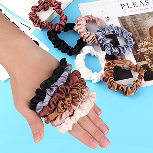 12 Pieces Silk Hair Scrunchies Silk Hair Tie Elastic Ponytail Holders for Women Girls Hair Accessories-002 - color: 002