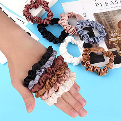 12 Pieces Silk Hair Scrunchies Silk Hair Tie Elastic Ponytail Holders for Women Girls Hair Accessories-002 - color: 002