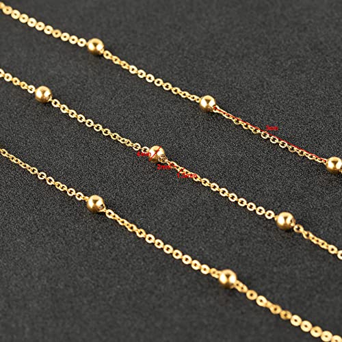 16.4 Feet Gold Stainless Steel Chains for Jewelry Making 4mm Ball Beaded Link Cable Chain Necklace Spool Bulk with 10 Lobster Clasps and 30 Jump Rings for Men Women - color: Gold Bead