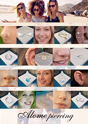 925 Sterling Silver & 14K Gold Filled Nose Ring Hoop Handmade Piercing Jewelry For Women - 24 Gauge 2mm,7mm Tiny Nose Ring with Opal - Gift Ready - color: Gold Tiny Beads