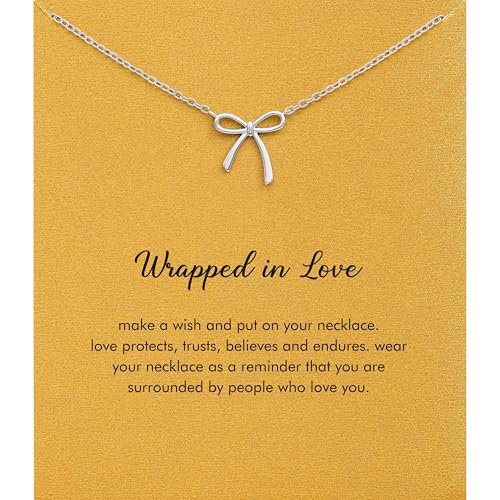 RZKING Silvery Necklace for Women, Gifts for Friend Mom Daughter Teacher - style: Bow