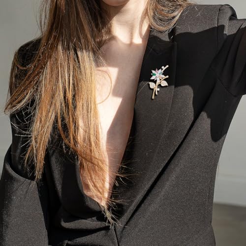 Brooches for Women, Shiny Cubic Zirconia Brooch Pins for Women Fashion Brooch Pin Broach Jewelry Gift - color: Floral Branch