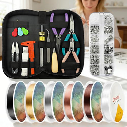 Queenme Jewelry Making Tools Kit: Necklace Repair Set for Adults | Jewelry Making Supplies Kit with Pliers Wires and Findings, Jewelry Repair and Beading, for Bracelet Earring, Crafters DIY
