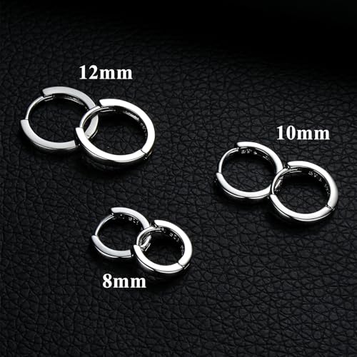 ORANGELOVE 3 Pairs 14K Gold Plated Huggie Hoop Earrings Set for Women or Men Lightweight Hypoallergenic Small Hoop Earring Pack Multiple Piercing Stacks Cartilage Piercing Jewelry - style: Silver-8/10/12mm