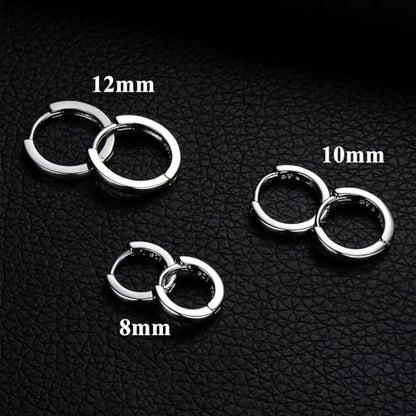 ORANGELOVE 3 Pairs 14K Gold Plated Huggie Hoop Earrings Set for Women or Men Lightweight Hypoallergenic Small Hoop Earring Pack Multiple Piercing Stacks Cartilage Piercing Jewelry - style: Silver-8/10/12mm