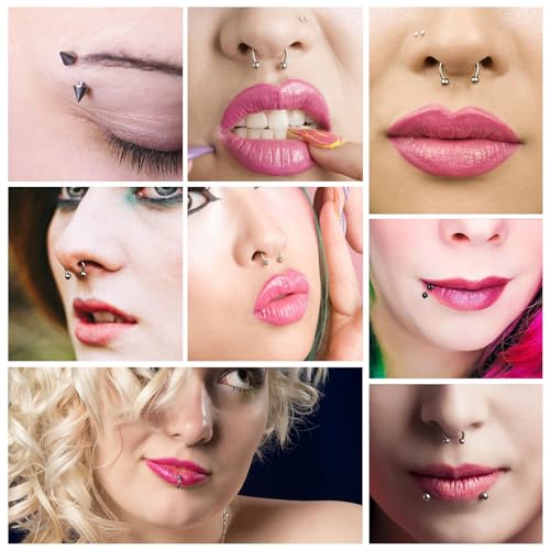 Yolev 9Pcs septum Rings Septum Jewelry 16g 18g Septum Ring Septum Piercing 20g Horseshoe Earring Hoop Stainless Steel Nose Ring Hoop Nose Piercing Jewelry for Women and Men - color: silver