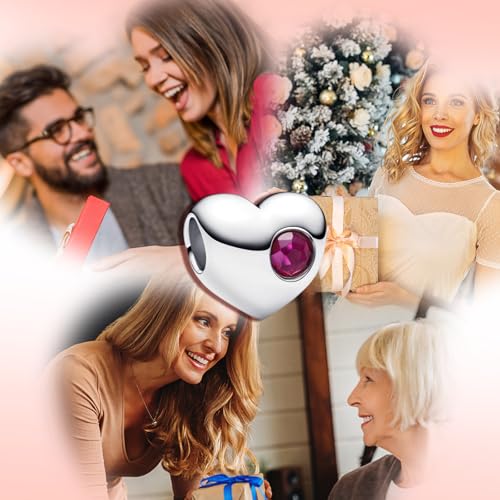 Birthstone Charm, Heart Charm Bead with CZ, for Anniversary Birthday Mothers Valentines Day Christmas Graduation, for Yourself Family Mom Friend Girlfriend Sister Grandma - style: Jul.