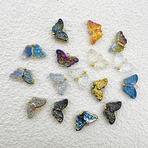 50 Pcs Crystal Glass Pendants for DIY Jewelry Making, AB Color Plated Charms for Bracelet Necklace Earring - style: 50 Pcs-Butterfly
