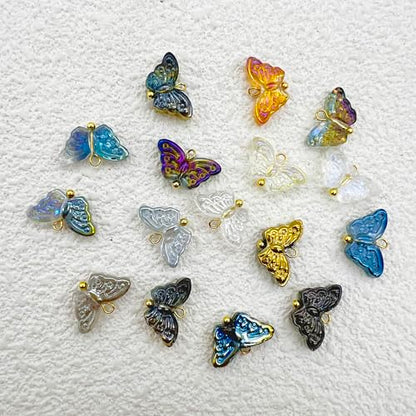 50 Pcs Crystal Glass Pendants for DIY Jewelry Making, AB Color Plated Charms for Bracelet Necklace Earring - style: 50 Pcs-Butterfly