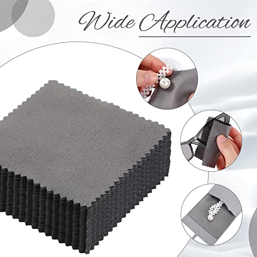 120 Pcs Microfiber Jewelry Pouch 8 x 8cm Jewelry Packaging Bag Gift Bow Tie Bracelet with Cleaning Cloth(Gray) - color: Gray