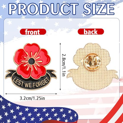 SANNIX 15Pcs Poppy Flower Brooch Pins, Memorial Day Lapel Pin Lest We Forget Enamel Veterans Day Badge - style: Poppy Flower Pin