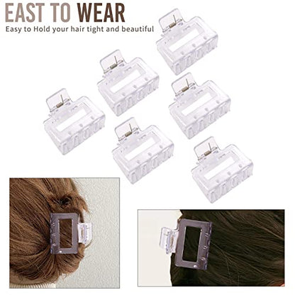12 Pack Clear Square Claw Clips, Big and Small Neutral Rectangle Hair Claw Clips, Non-slip Matte Large Hair Clips for Women,Strong Hold jaw clip for Thick Thin Hair - color: Mixed Clear