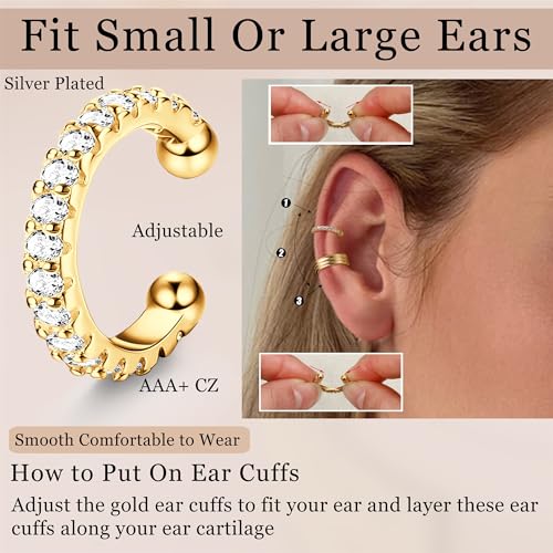 LOLIAS 𝐄𝐚𝐫 𝐂𝐮𝐟𝐟 𝐄𝐚𝐫𝐫𝐢𝐧𝐠𝐬 for Women Non Piercing Gold Plated Ear Cuffs 𝟏𝟒𝐊 𝐆𝐨𝐥𝐝 𝐏𝐥𝐚𝐭𝐞𝐝 Ear Cuff for Non Pierced Ears Clip on Cartilage Earring 𝐅𝐚𝐤𝐞 𝐄𝐚𝐫𝐫𝐢𝐧𝐠𝐬 Lightweight - style: 14K Gold Plated