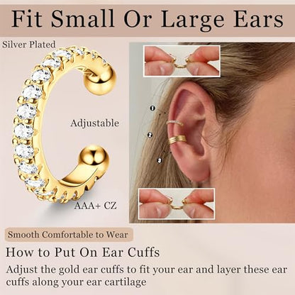 LOLIAS 𝐄𝐚𝐫 𝐂𝐮𝐟𝐟 𝐄𝐚𝐫𝐫𝐢𝐧𝐠𝐬 for Women Non Piercing Gold Plated Ear Cuffs 𝟏𝟒𝐊 𝐆𝐨𝐥𝐝 𝐏𝐥𝐚𝐭𝐞𝐝 Ear Cuff for Non Pierced Ears Clip on Cartilage Earring 𝐅𝐚𝐤𝐞 𝐄𝐚𝐫𝐫𝐢𝐧𝐠𝐬 Lightweight - style: 14K Gold Plated