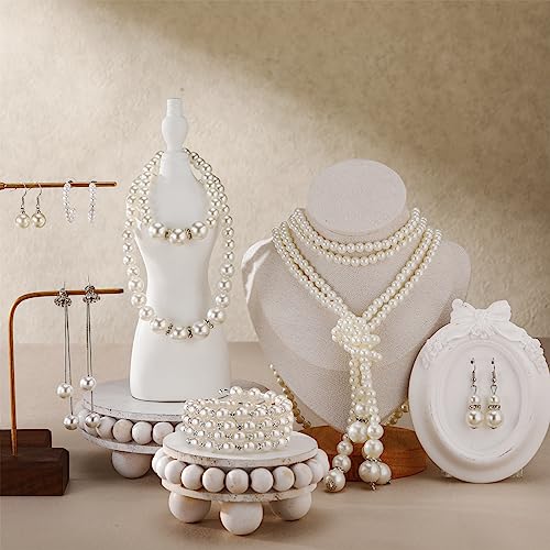 Bonuci 12 Pcs Women Pearl Jewelry Set Pearl Necklace Bracelet Earrings with Rhinestone for Wedding Birthday Bridal Tea Party - style: Classic