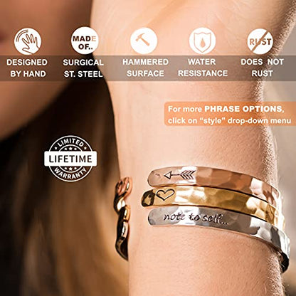 Bracelet - Gifts for Women – Inspirational, Friendships, Love, Mom, Daughters, Sisters, Christian, Graduations, Memorials & Wedding Gifts – 100+ Phrases – Stainless Steel, Gift Ready - color: BADASS Gift - You are a Badass