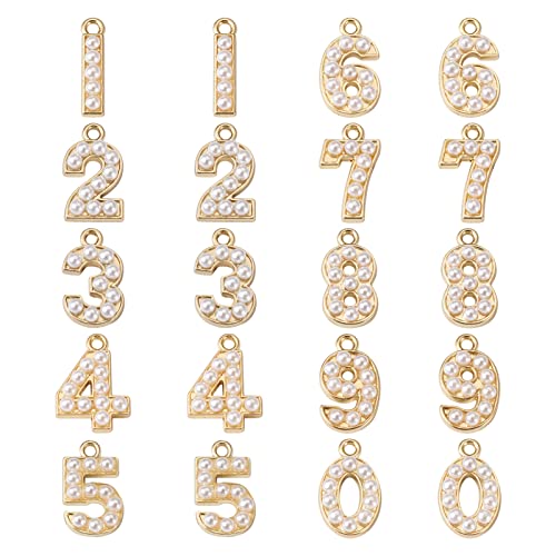 Craftdady Letter Charms Capital Pendants Mixed A-Z Initial Letter Number Charms DIY Bracelet Necklace Pendants for Jewelry Making, Gold, Antique Silver, Platinum - color: Golden, 0-9 Number
