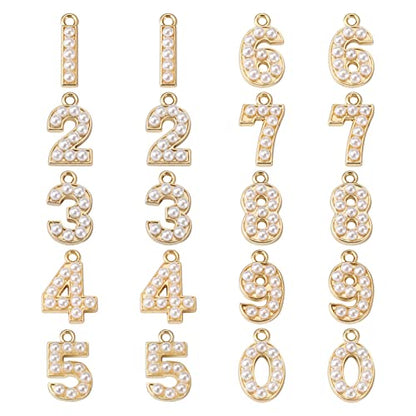 Craftdady Letter Charms Capital Pendants Mixed A-Z Initial Letter Number Charms DIY Bracelet Necklace Pendants for Jewelry Making, Gold, Antique Silver, Platinum - color: Golden, 0-9 Number