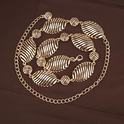 ILuvatar Western Metal Concho Belt for Women Cowgirl Waist Chain for Women Dress Pants Adjustable - color: Gold-s87
