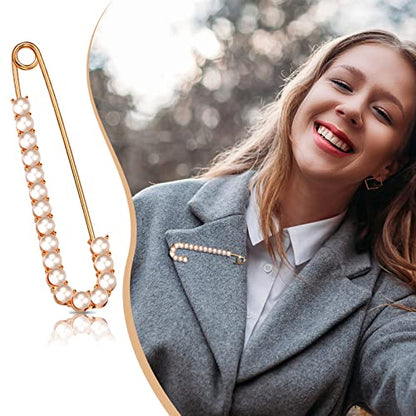 Boao 8 Pieces 4 Pieces Women Brooch Pins Sweater Shawl Clips Faux Crystal Pearl Brooches Safety Pins Dress Shirt Clips for Women