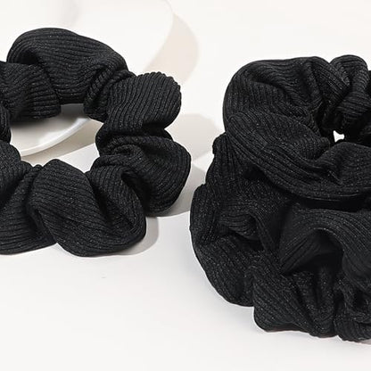 Ivyu Hair Scrunchies for Women - Hair Ties No Damage Both for Thick Hair or Thin Hair Curl Hair No Crease Black Scrunchies Ponytail Holder No Hurt Your Hair - color: Black